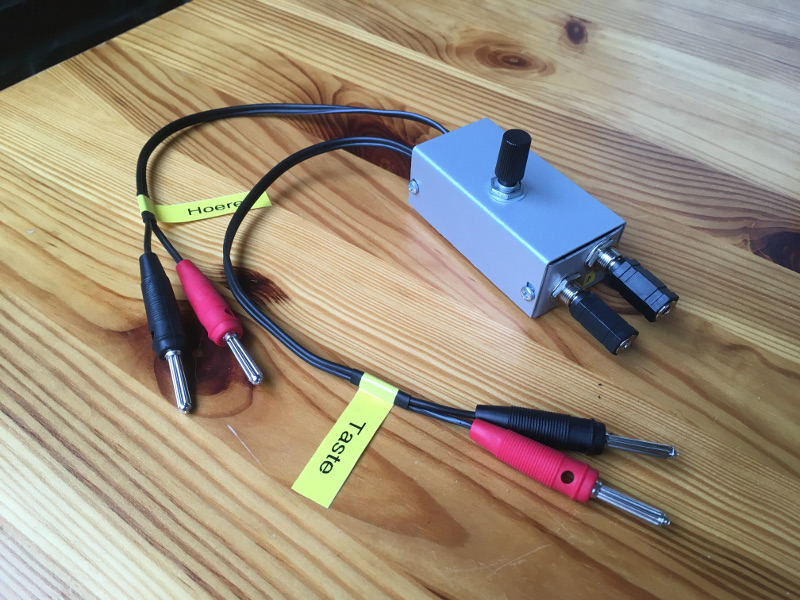 Zusammengebauter Adapter mit Steckern